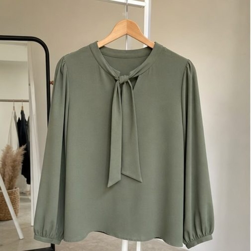 Olive Pleated Blouse